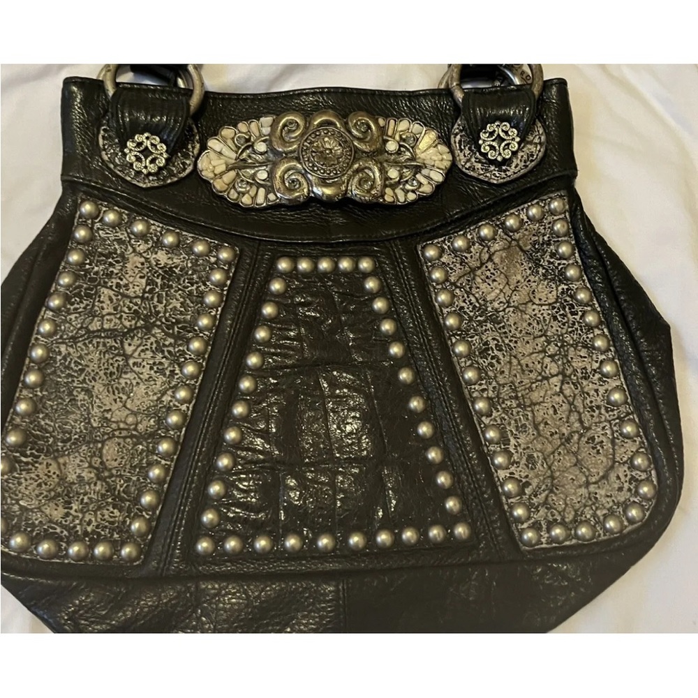 Leatherrock Heavily Studded Handbag Black Pristine